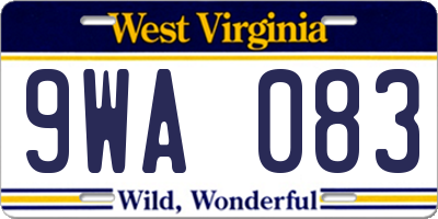 WV license plate 9WA083