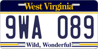 WV license plate 9WA089