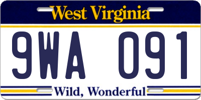 WV license plate 9WA091