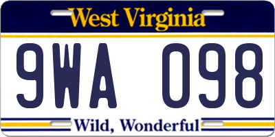 WV license plate 9WA098
