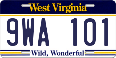 WV license plate 9WA101