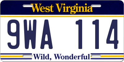 WV license plate 9WA114