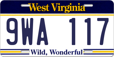 WV license plate 9WA117
