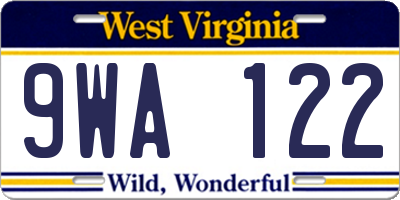 WV license plate 9WA122