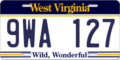 WV license plate 9WA127