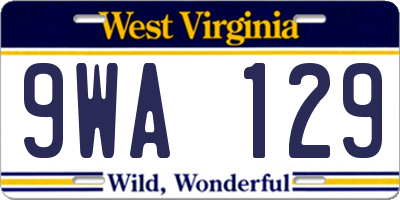 WV license plate 9WA129