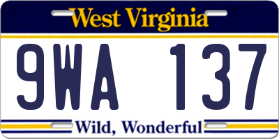 WV license plate 9WA137