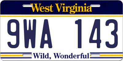 WV license plate 9WA143