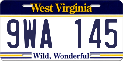 WV license plate 9WA145