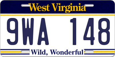 WV license plate 9WA148