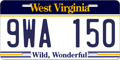WV license plate 9WA150