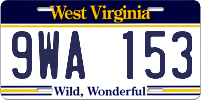 WV license plate 9WA153