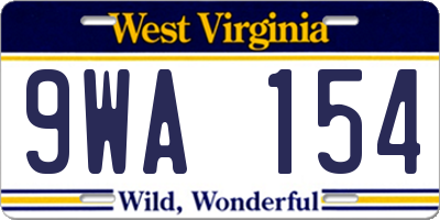 WV license plate 9WA154