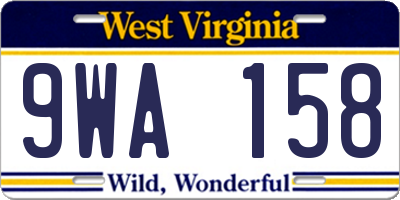 WV license plate 9WA158