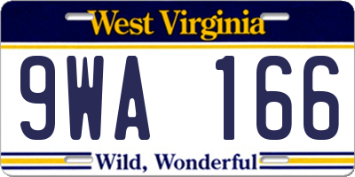 WV license plate 9WA166