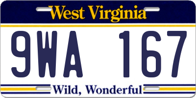 WV license plate 9WA167