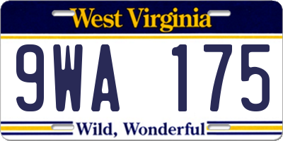 WV license plate 9WA175