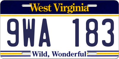 WV license plate 9WA183