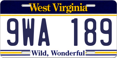 WV license plate 9WA189