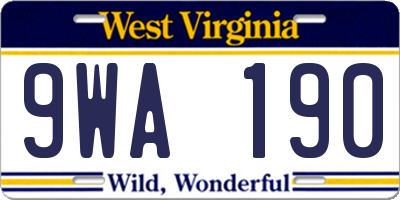 WV license plate 9WA190