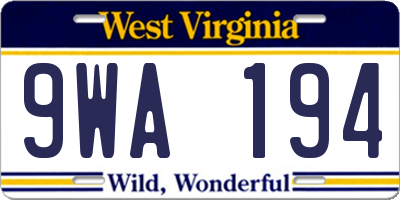 WV license plate 9WA194