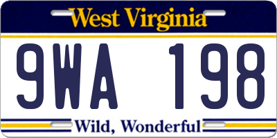 WV license plate 9WA198