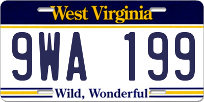 WV license plate 9WA199