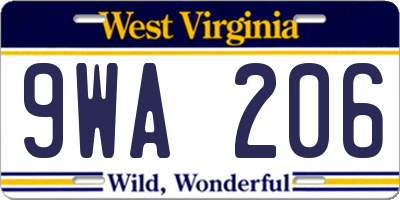 WV license plate 9WA206