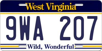 WV license plate 9WA207