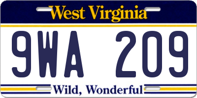 WV license plate 9WA209