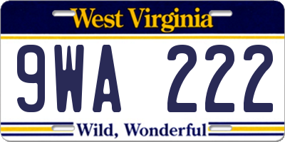 WV license plate 9WA222