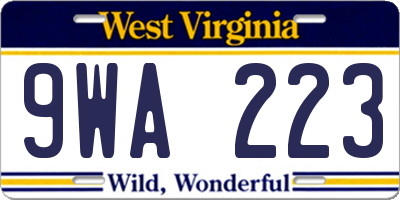 WV license plate 9WA223