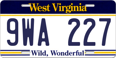 WV license plate 9WA227