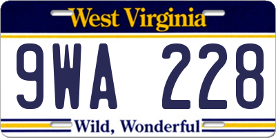 WV license plate 9WA228