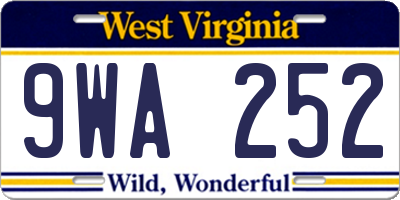 WV license plate 9WA252