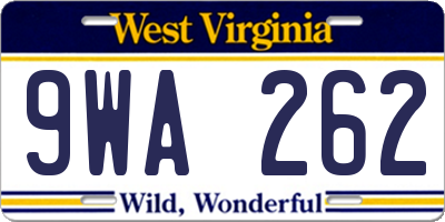 WV license plate 9WA262