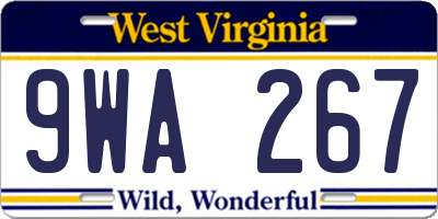 WV license plate 9WA267