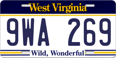 WV license plate 9WA269