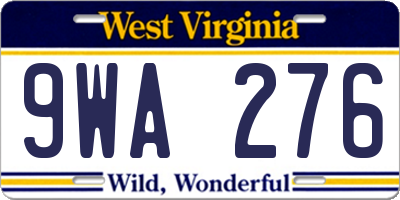 WV license plate 9WA276