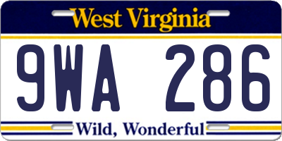 WV license plate 9WA286