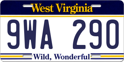WV license plate 9WA290