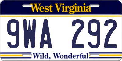 WV license plate 9WA292