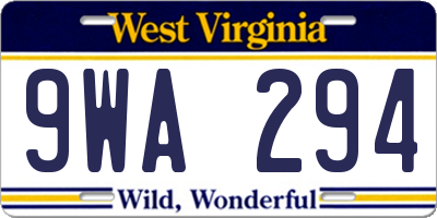 WV license plate 9WA294