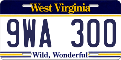 WV license plate 9WA300