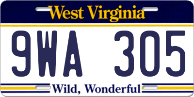 WV license plate 9WA305