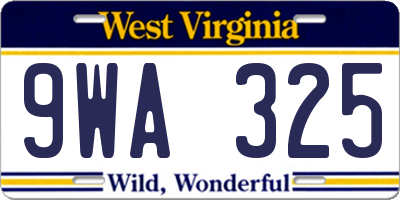 WV license plate 9WA325