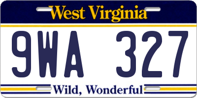 WV license plate 9WA327