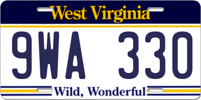 WV license plate 9WA330