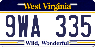 WV license plate 9WA335