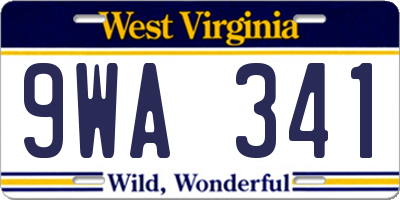 WV license plate 9WA341